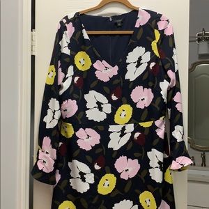 Ann Taylor Factory bell-sleeve dress, navy floral